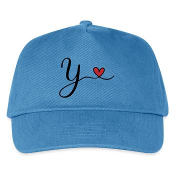 Y Buchstabe Initiale Monogramm Design mit Herz - Kinder Basecap - Pfauenblau - Vorne