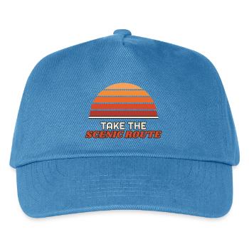 Take the Scenic Route – Retro Sonnenuntergang - Kinder Basecap - Pfauenblau - Vorne