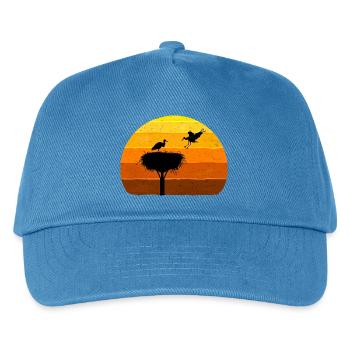 Storch, Horst, Störche, Sonnenuntergang Vogel Flug - Kinder Basecap - Pfauenblau - Vorne