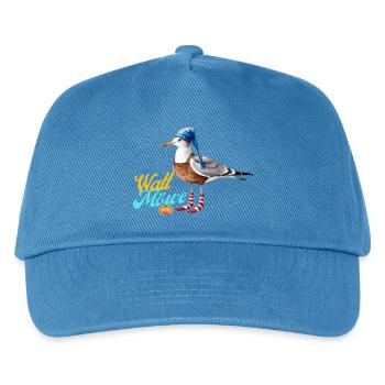 Illustration einer lustigen Watt Meer Möwe - Kinder Basecap - Pfauenblau - Vorne