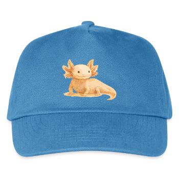 Realistisches Axolotl – Detailreiche Illustration - Kinder Basecap - Pfauenblau - Vorne