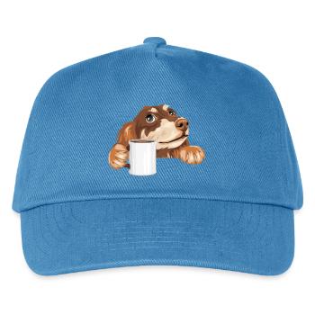 Dreaming dachshund peeking out with a cup - Kids’ Baseball Cap - peacock-blue - Front