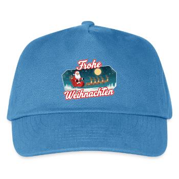 Santa Sleigh Christmas Scene - Kids’ Baseball Cap - peacock-blue - Front