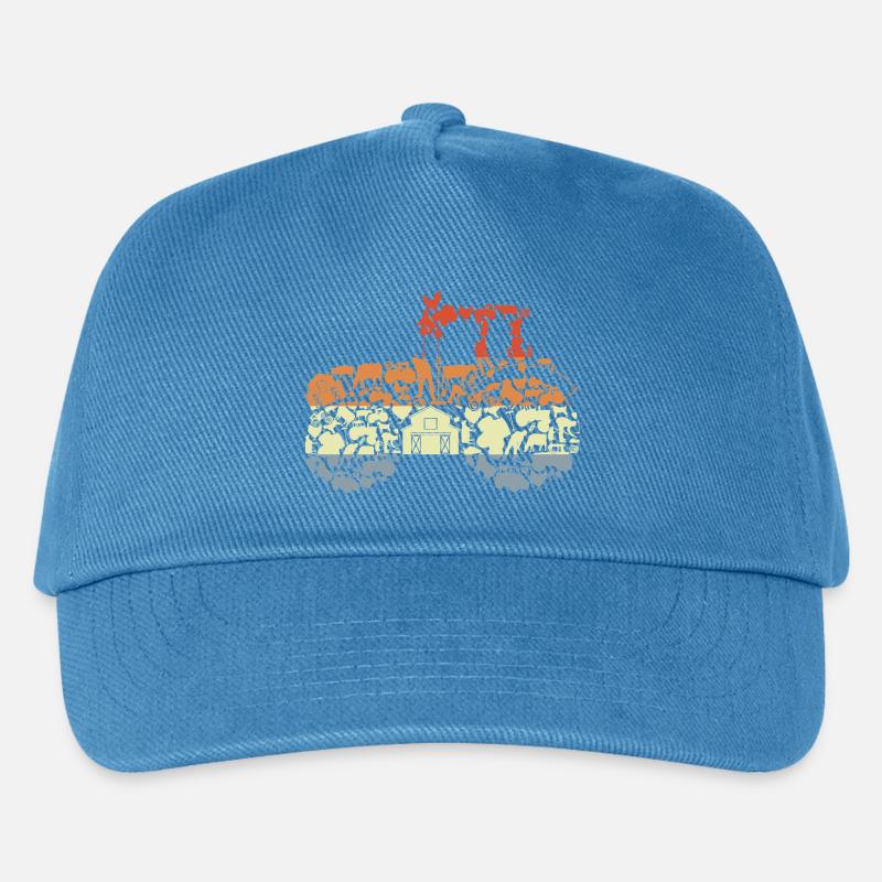 Retro Traktor Silhouette - Kinder Basecap - Pfauenblau