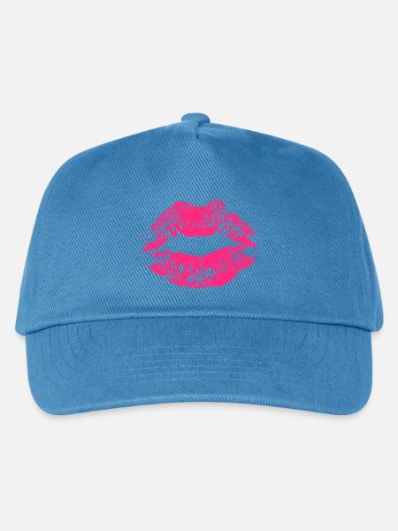 Kussmund Lippenstift Lippenabdruck Abdruck Lippen - Kinder Basecap - Pfauenblau
