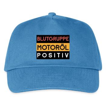 Meine Blutgruppe ist Motoröl Positiv Auto Sprüche - Kinder Basecap - Pfauenblau - Vorne