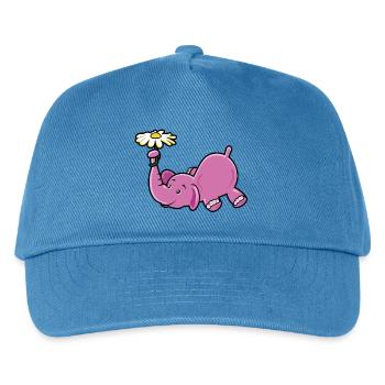Pink Elephant with Daisy - Kids’ Baseball Cap - peacock-blue - Front
