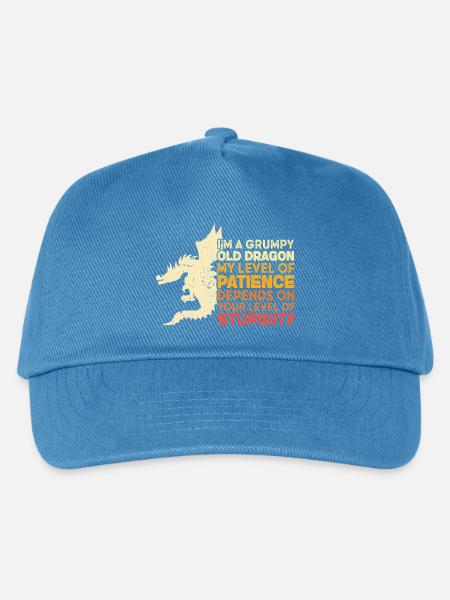 Grumpy Old Dragon Funny Patience Stupidity Graphic - Kinder Basecap - Pfauenblau