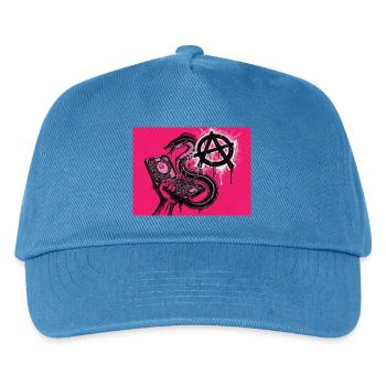 Anarchischer Aal entschlüpft einer Festplatte - Kinder Basecap - Pfauenblau - Vorne