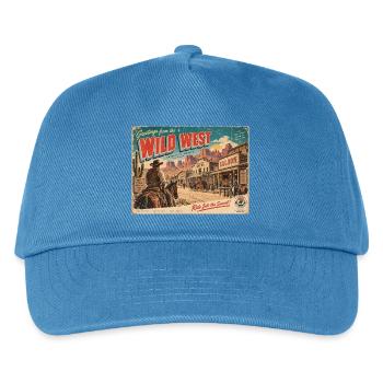 Grüße von der Wildwest-Retro-Postkarte - Kinder Basecap - Pfauenblau - Vorne