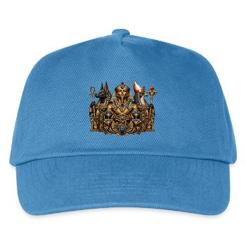 Pharao mit Anubis & Horus – Ägypten - Kinder Basecap - Pfauenblau - Vorne