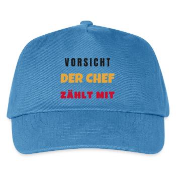 Vorsicht Der Chef Zählt Mit Lustiger Büro Spruch - Kinder Basecap - Pfauenblau - Vorne