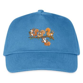 Lustige Eichhörnchen Eichel Wald Tierhumor - Kinder Basecap - Pfauenblau - Vorne