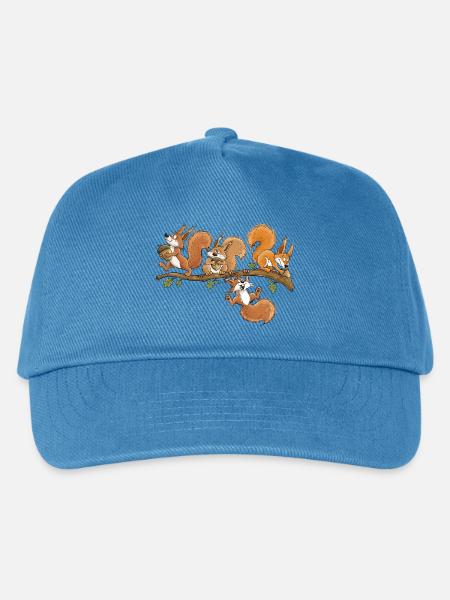 Lustige Eichhörnchen Eichel Wald Tierhumor - Kinder Basecap - Pfauenblau