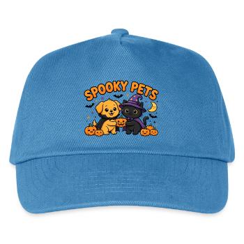 🎃 Gruselige Haustiere – Halloween-Katze und -Hund - Kinder Basecap - Pfauenblau - Vorne