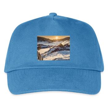 Sonnenaufgang in der Winterlandschaft - Kinder Basecap - Pfauenblau - Vorne