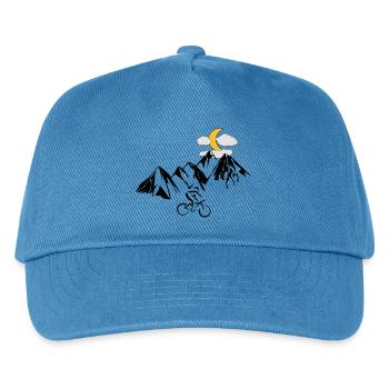Mountain bikers with mountains - Kids’ Baseball Cap - peacock-blue - Front