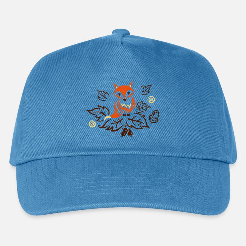 Kleiner Fuchs mit Blättern, Herbst, fox - Kinder Basecap - Pfauenblau