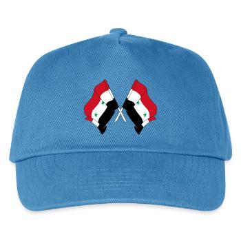 Zwei Flaggen aus Syrien gekreuzt - Kinder Basecap - Pfauenblau - Vorne