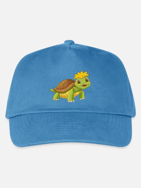 Niedliche lächelnde Comic Schildkröte - Kinder Basecap - Pfauenblau