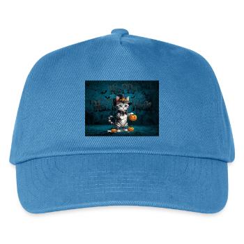 Gespenstische niedliche Halloween-Katze Spooky - Kinder Basecap - Pfauenblau - Vorne