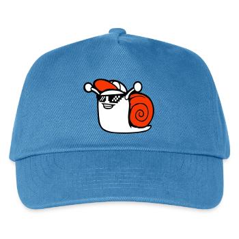 Schnecke Sonnenbrille niedlich süß glücklich Cool - Kinder Basecap - Pfauenblau - Vorne