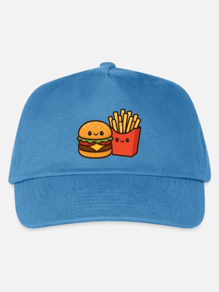 Kawaii Burger & Pommes Duo - Kinder Basecap - Pfauenblau
