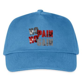 No Pan No Gain Distressed Typografie - Kinder Basecap - Pfauenblau - Vorne