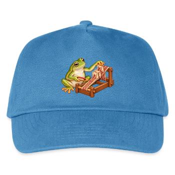 Frosch webt mit Brettchen - Kinder Basecap - Pfauenblau - Vorne