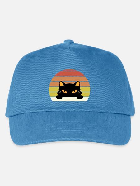 Katze Retro - Kinder Basecap - Pfauenblau