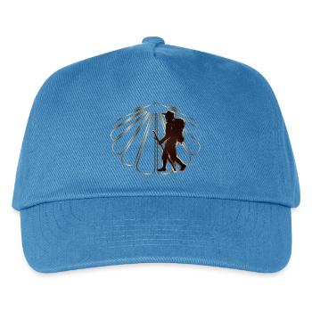 Ein Pilger auf einem Pilgerweg mit Jakobsmuschel - Kinder Basecap - Pfauenblau - Vorne
