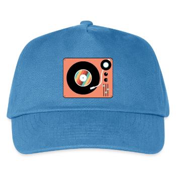 Retro Plattenspieler Vintage Vinyl Plattenspieler - Kinder Basecap - Pfauenblau - Vorne