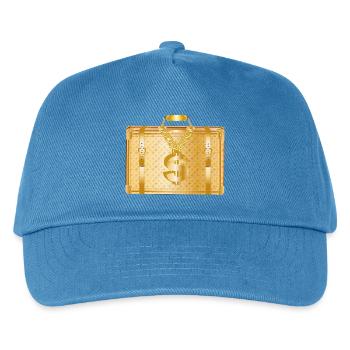 Goldener Luxus-Koffer mit Dollarzeichen - Kinder Basecap - Pfauenblau - Vorne