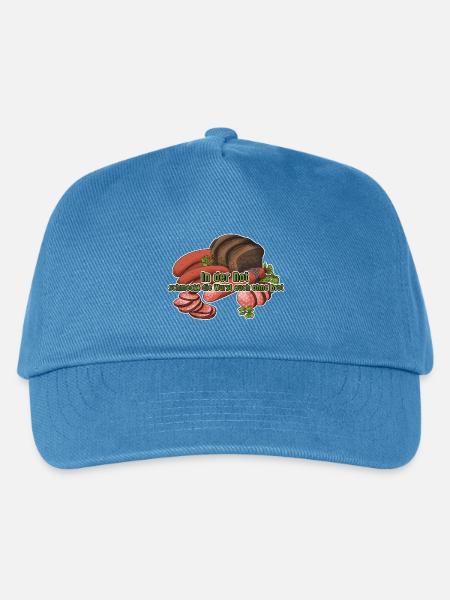 Wurst Spruch Ohne Brot. Not macht erfinderisch. - Kinder Basecap - Pfauenblau