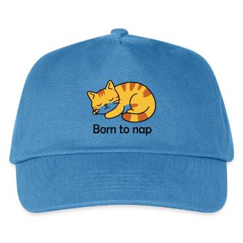 Born to Nap Katze Schlaf Design - Kinder Basecap - Pfauenblau - Vorne