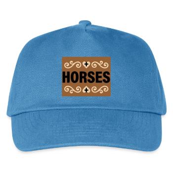 Horses Lettering Retro Riding - Kids’ Baseball Cap - peacock-blue - Front