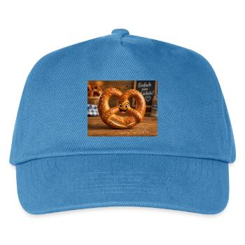 Lächelnde Brezel-Gemütlichkeit - Kinder Basecap - Pfauenblau - Vorne