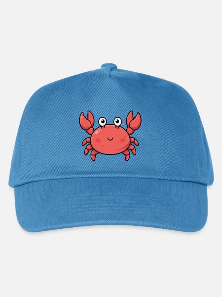 Krabbe Krebs Kawaii Geschenk Urlaub Strand  - Kinder Basecap - Pfauenblau