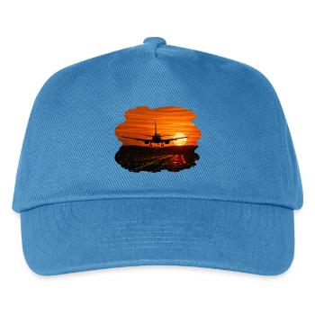 Flugzeuglandung bei Sonnenuntergang - Kinder Basecap - Pfauenblau - Vorne