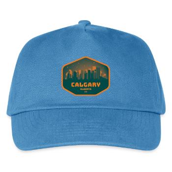 Calgary Skyline Nacht - Kinder Basecap - Pfauenblau - Vorne