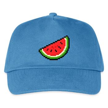 Pixel-Wassermelone Slice - Kinder Basecap - Pfauenblau - Vorne