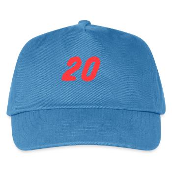 Nummer 20 fett in Rot - Kinder Basecap - Pfauenblau - Vorne