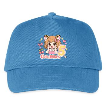 Cute Wild Mädchen Leopardenlook Mit Kirschen - Kinder Basecap - Pfauenblau - Vorne