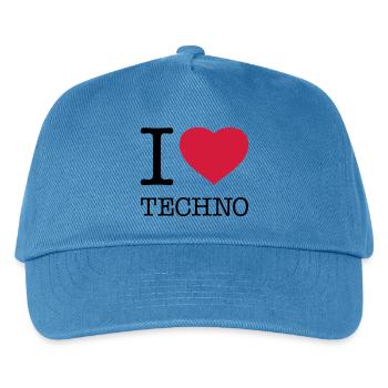 I LOVE TECHNO - Kinder Basecap - Pfauenblau - Vorne
