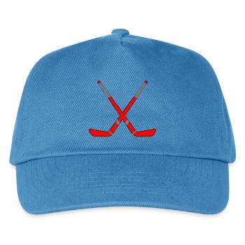 Gekreuzte Eishockeyschläger - Kinder Basecap - Pfauenblau - Vorne