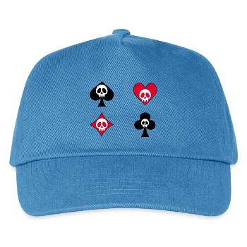 Totenköpfe und Kartenspiel - Kinder Basecap - Pfauenblau - Vorne