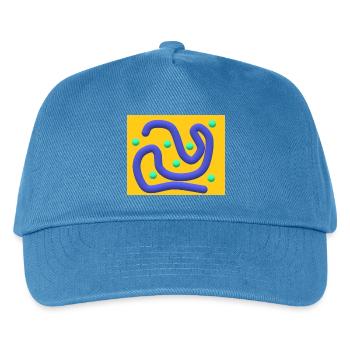 Abstrakte blaue Kurven mit mintfarbenen Punkten - Kinder Basecap - Pfauenblau - Vorne
