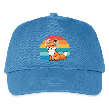 Astronauten Retro Raubtier Rotfuchs Fuchsliebhaber - Kinder Basecap - Pfauenblau - Vorne