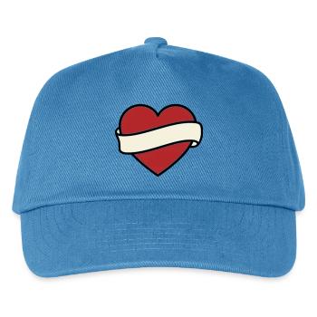 Tattoo Heart Banner Scroll Vector - Kids’ Baseball Cap - peacock-blue - Front