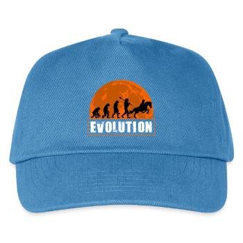 Pferderennsport-Entwicklung, Reitsport, Jockey, Sonnenuntergang - Kinder Basecap - Pfauenblau - Vorne